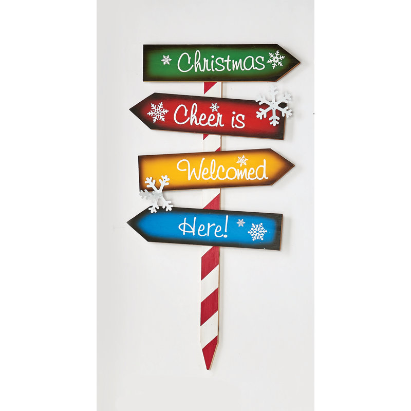 The Holiday Aisle® Wood Christmas Directions Garden Stake & Reviews